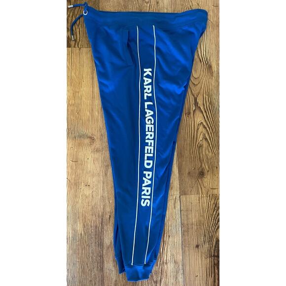 Karl Lagerfeld Paris Women’s French Terry Logo Tape Jogger Blue Size XL NWT - Picture 9 of 9